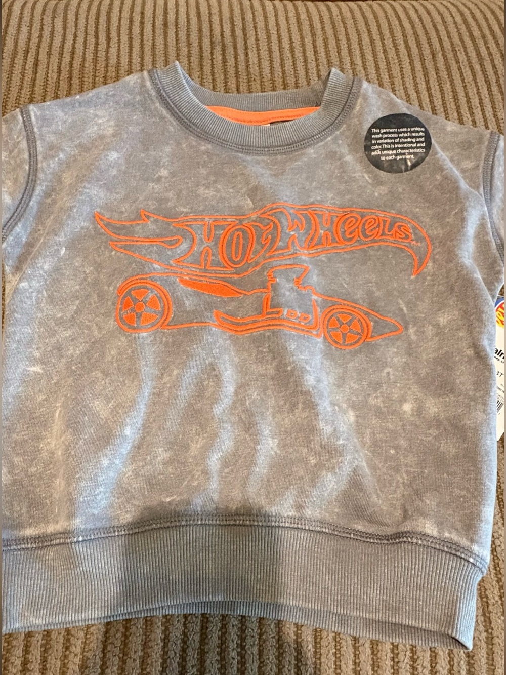 Mattel Hot Wheels Gray & Orange Crewneck T-shirt